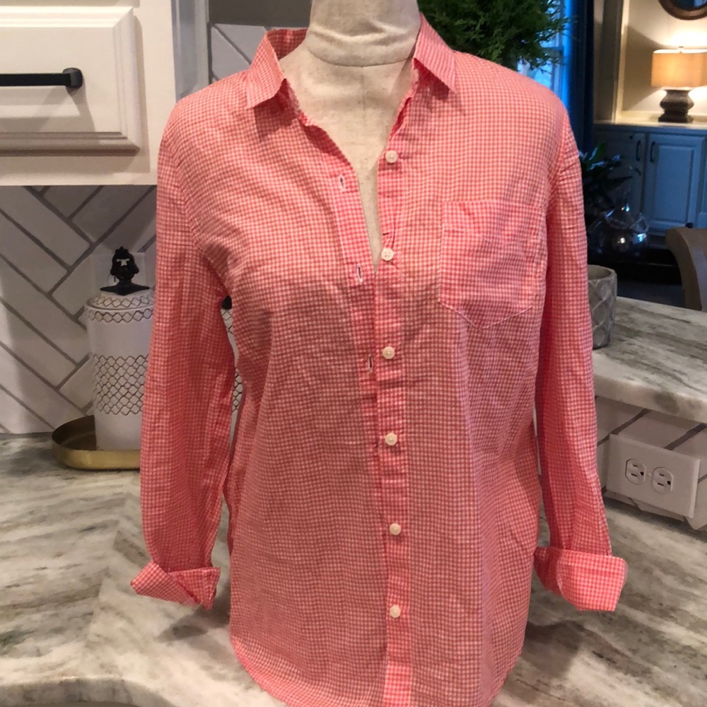 Orange Gingham Button DownClassic Shirt XS Checker